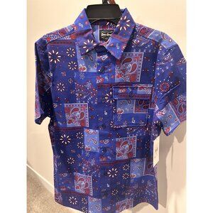Dogg Supply by Snoop Dog  Men's Blue and Red Paisley Shirt S